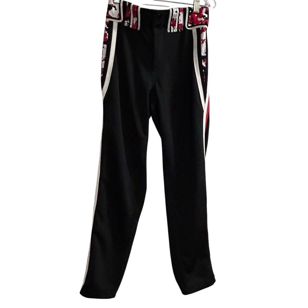 Boombah Youth Athletic Pants‎ Black Red White Stripes Size 26 Kids
